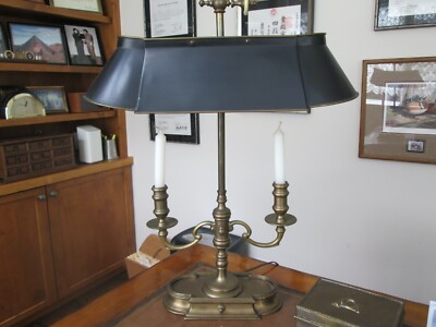 Vintage Brass French Bouillotte Lamp 2 Candle Budoir Table Lamp Tole Shade  | eBay | eBay US