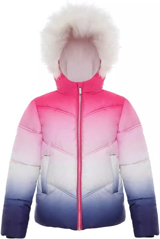 Rokka&Rolla Girls' Reversible Fleece Jacket Puffer Coat-Navy/Rose Pink, Size 18