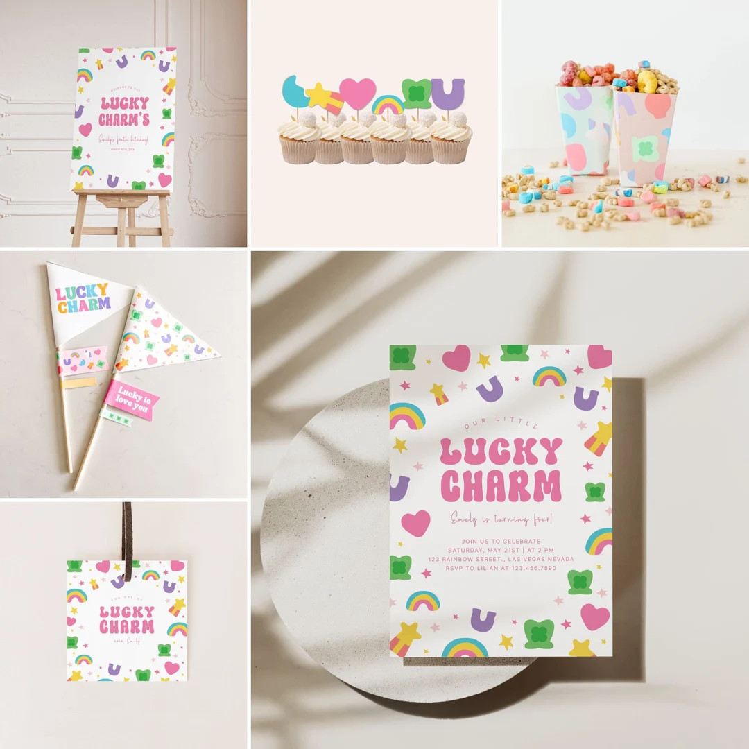 Lucky Charm Birthday Party Bundle Editable and Instant Files - Etsy | Etsy (US)