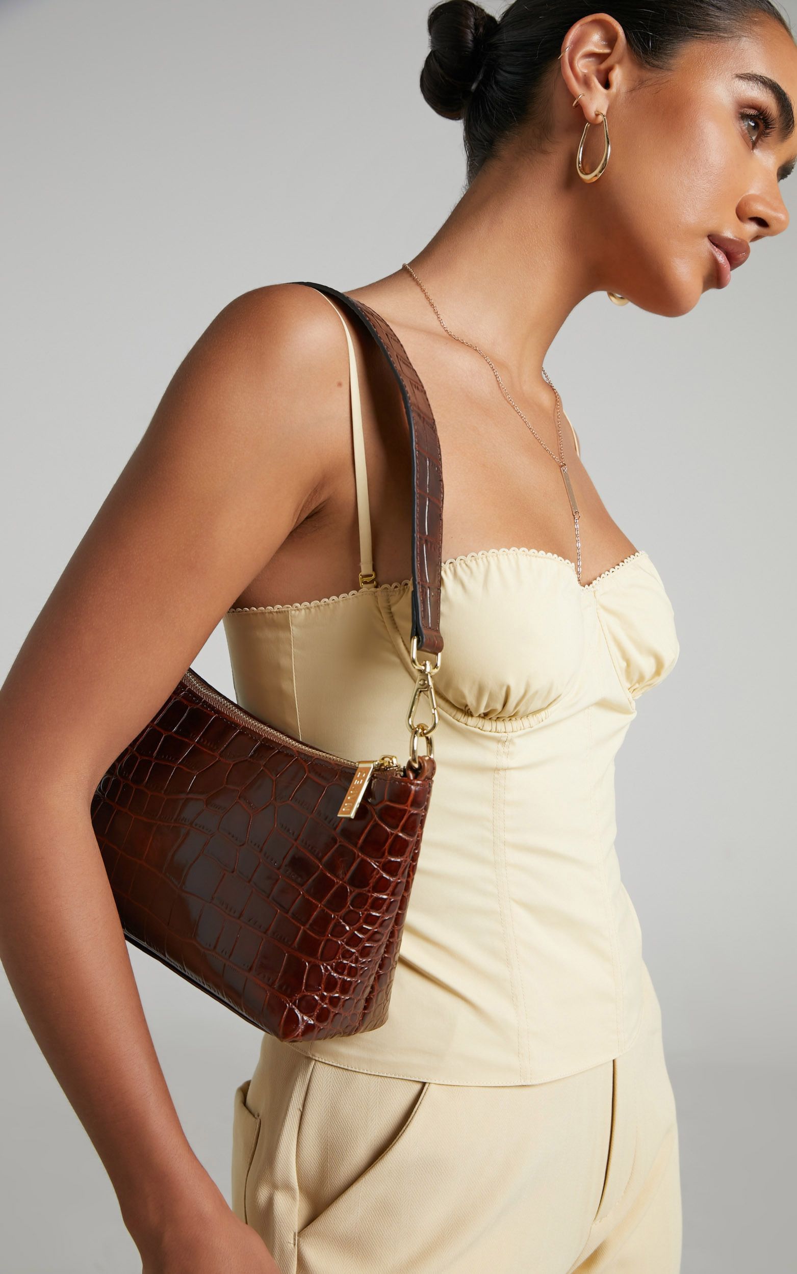 NAKEDVICE - THE CHRISTY BAG in Brown CROC | Showpo | Showpo - deactived