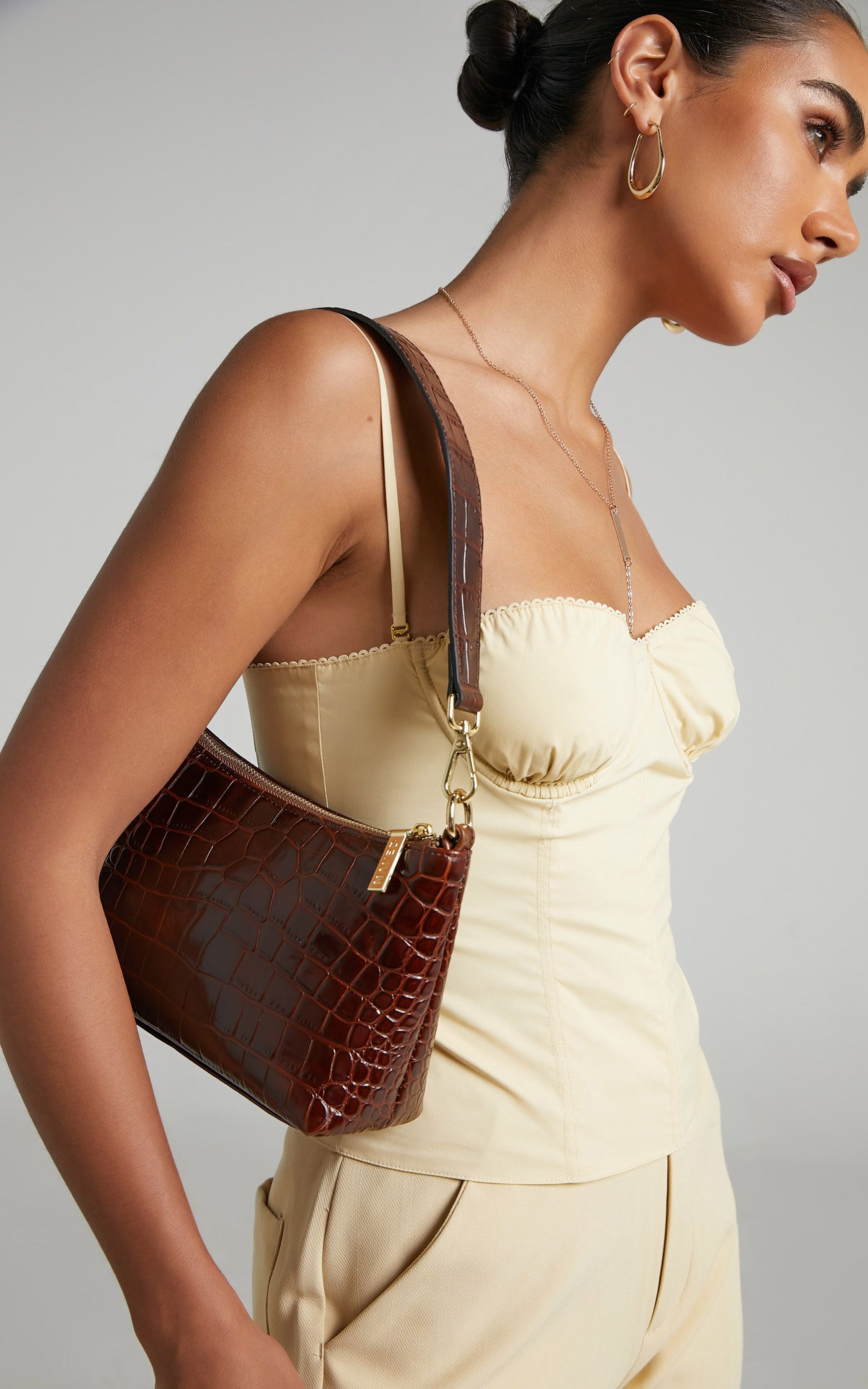 NAKEDVICE - THE CHRISTY BAG in Brown CROC | Showpo (ANZ)