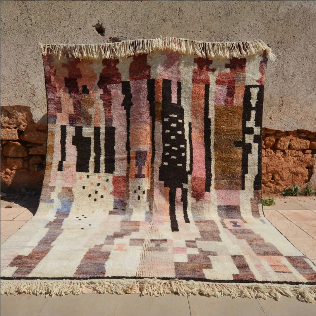 Pink Moroccan Rug, Red Moroccan Rug, Rust Moroccan Rug, Abstract Moroccan Rug, Neutral Moroccan R... | Etsy (US)