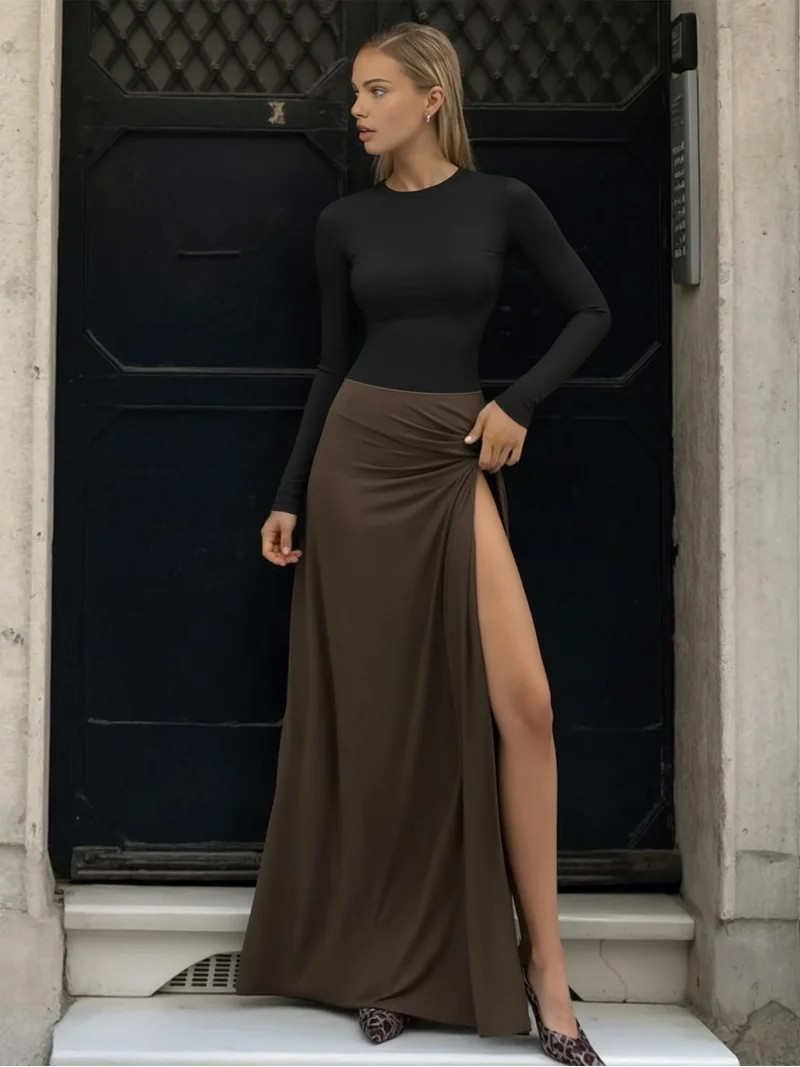 MOYIKO Slim Fitted Long Sleeve Shirts for Women Crewneck Tees Tight Basic Tops | Walmart (US)