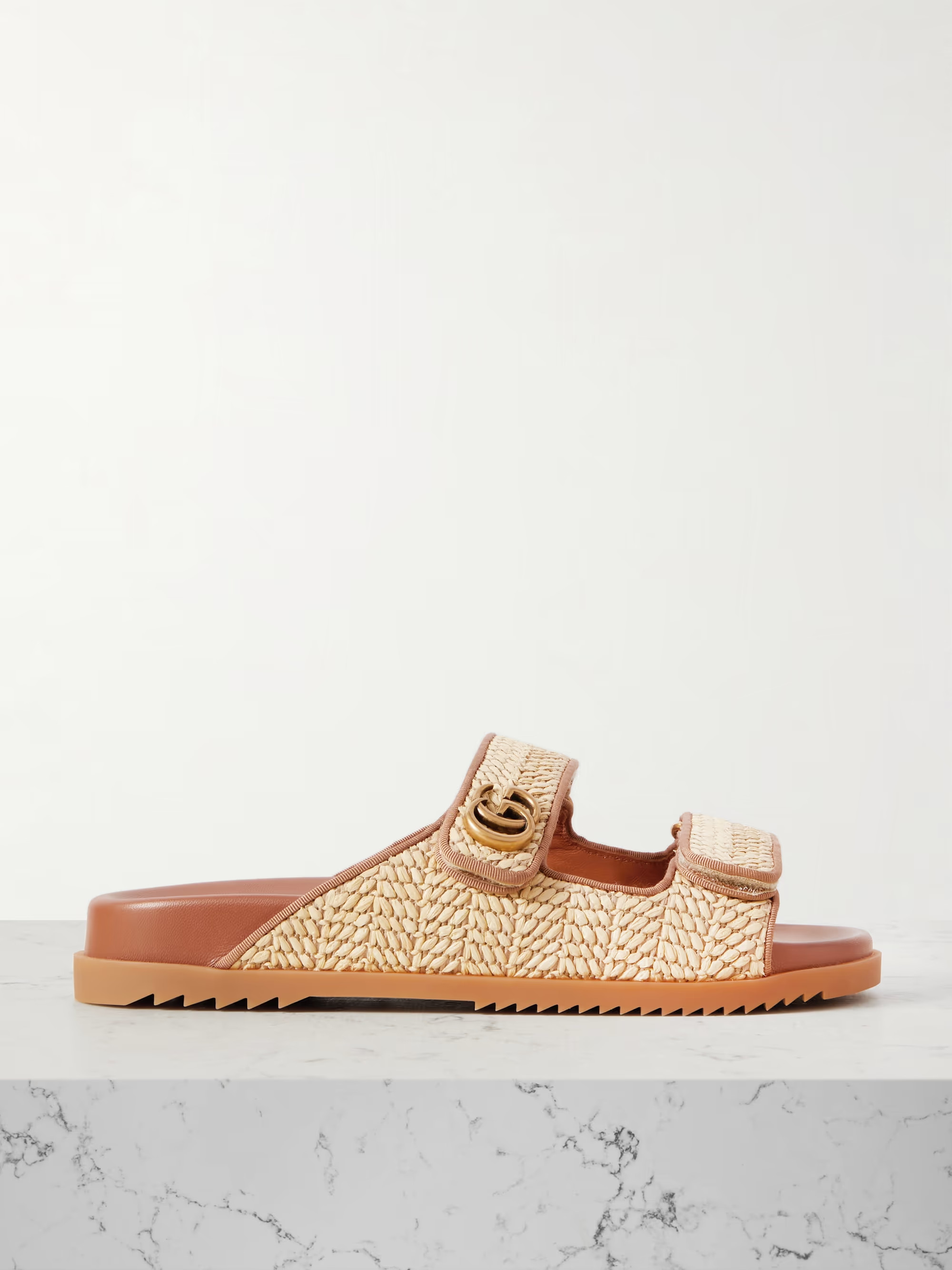 Moritz grosgrain-trimmed raffia sandals | NET-A-PORTER (US)