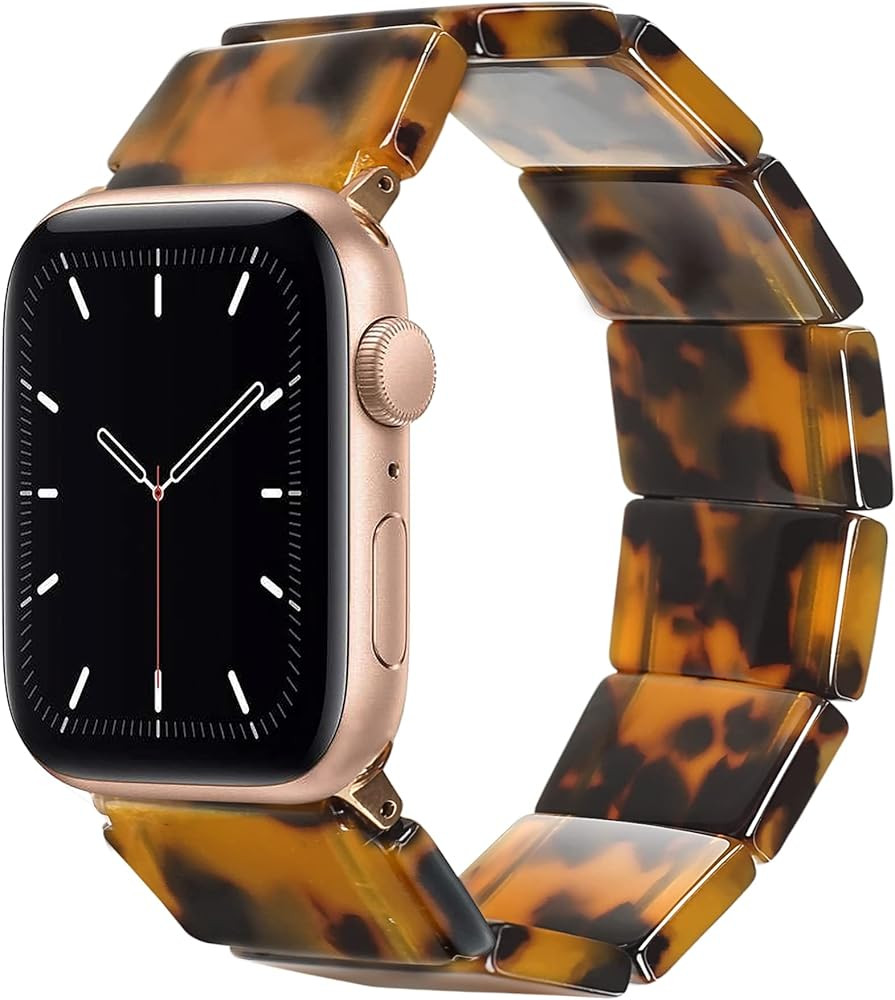 Heesch Upgraded Stretchy Resin Watch Band Compatible with Apple Watch for Women, Men, Tortoise Sh... | Amazon (US)