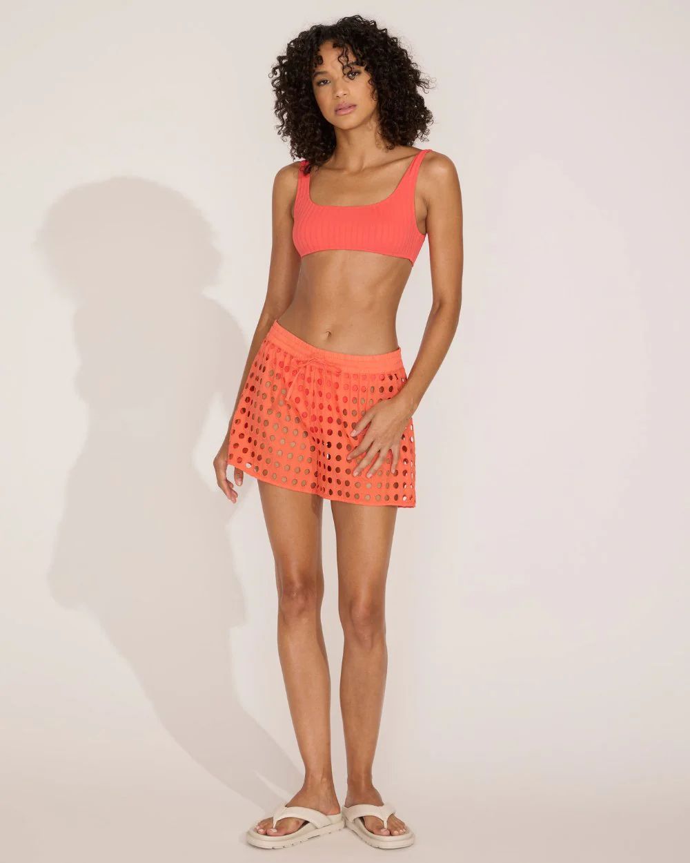 The Eyelet Charlie Short in Hot Coral | Solid & Striped
