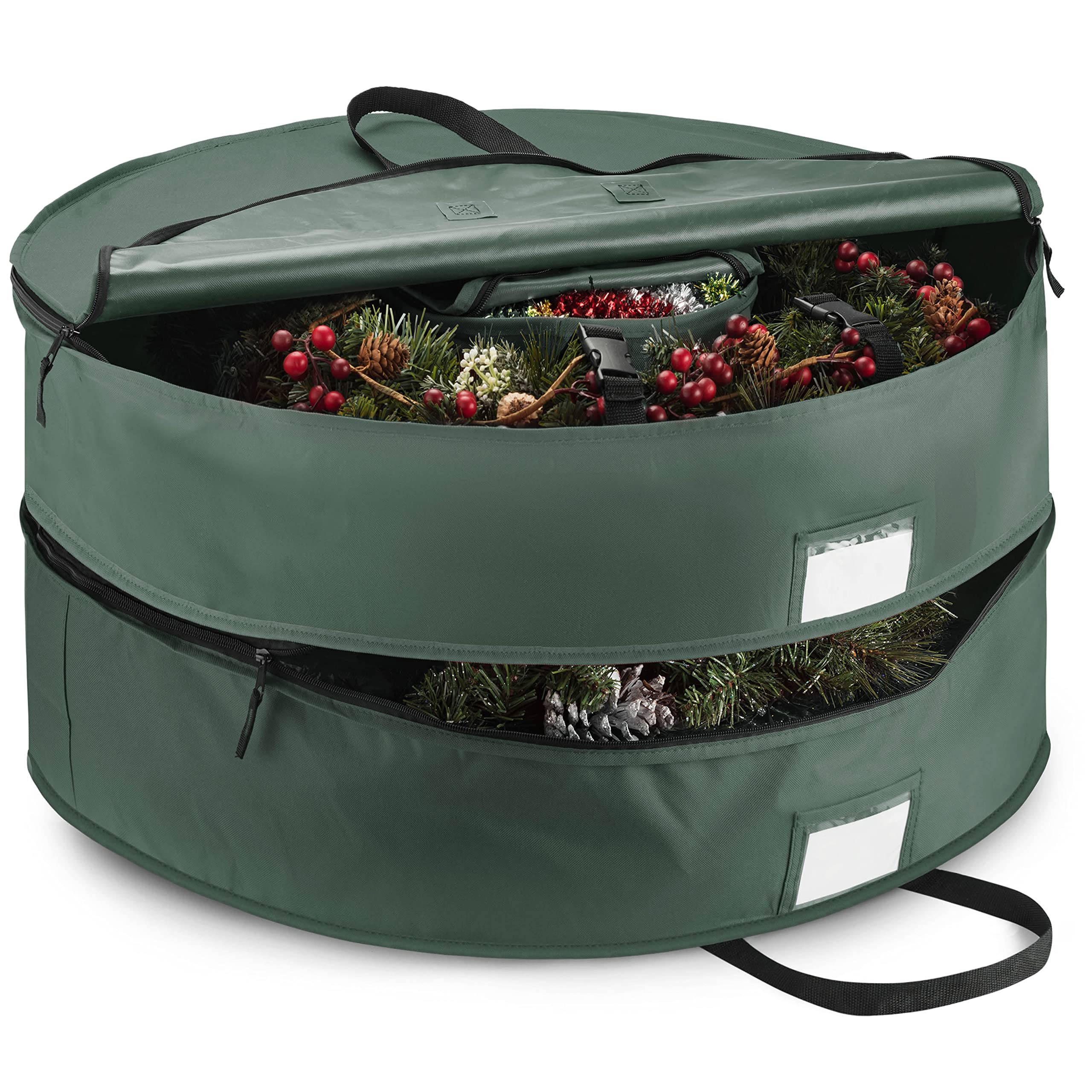 ZOBER Christmas Wreath Storage Container 30 Inch - Wreath Bag Fits 2 Wreaths Box - 600D Oxford Fa... | Amazon (US)