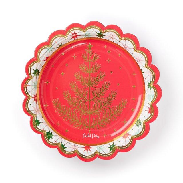 Packed Party Oh Christmas Tree 9" Scalloped Disposable Holiday Dinner Plates - 10 Count | Walmart (US)