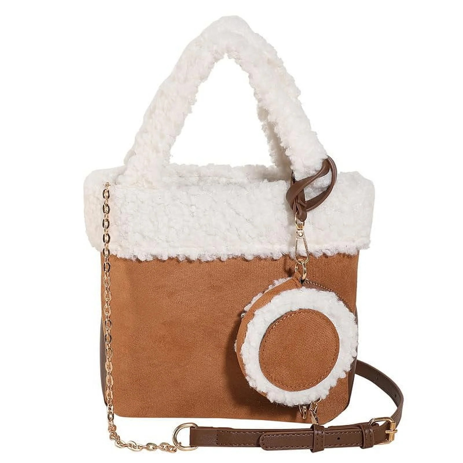 WLH定制  Cute Fuzzy Handbag Purse for Women, Fleece Tote Bag Shoulder Bag Sling Purse Sherpa To... | Walmart (US)