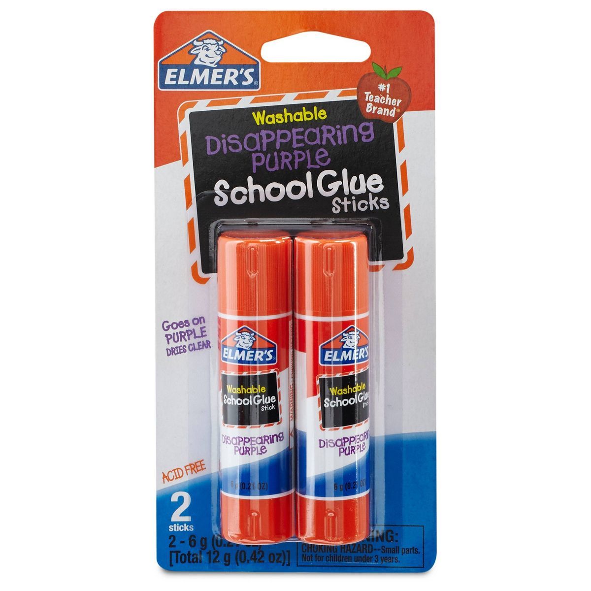 Elmer's 2pk Washable School Glue Sticks - Disappearing Purple | Target