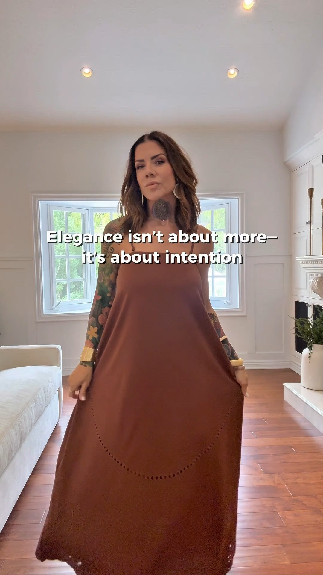 This Petal & Pup dress from Nordstrom’s is a great price at $109! The straps are removable. A size down to a small. The jewelry is from Amazon & Nordstrom 