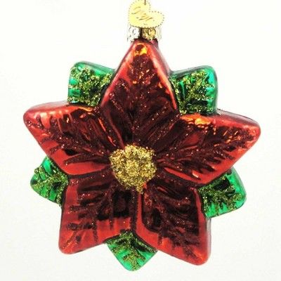 Old World Christmas Poinsettia Star  -  3.5 Inches -  Ornament Christmas Flower  -  22028  -  Glass  | Target