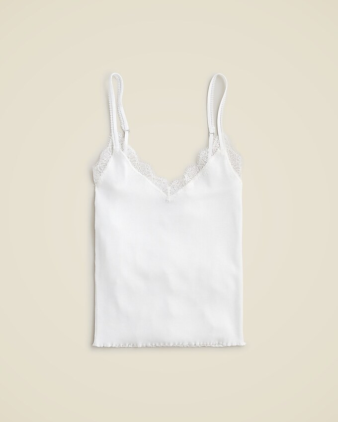 Fine rib lace-trim tank top | J. Crew US