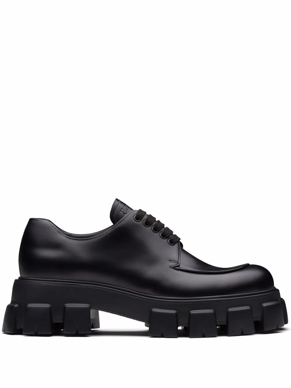 Prada Monolith Brushed Leather lace-up Shoes - Farfetch | Farfetch Global