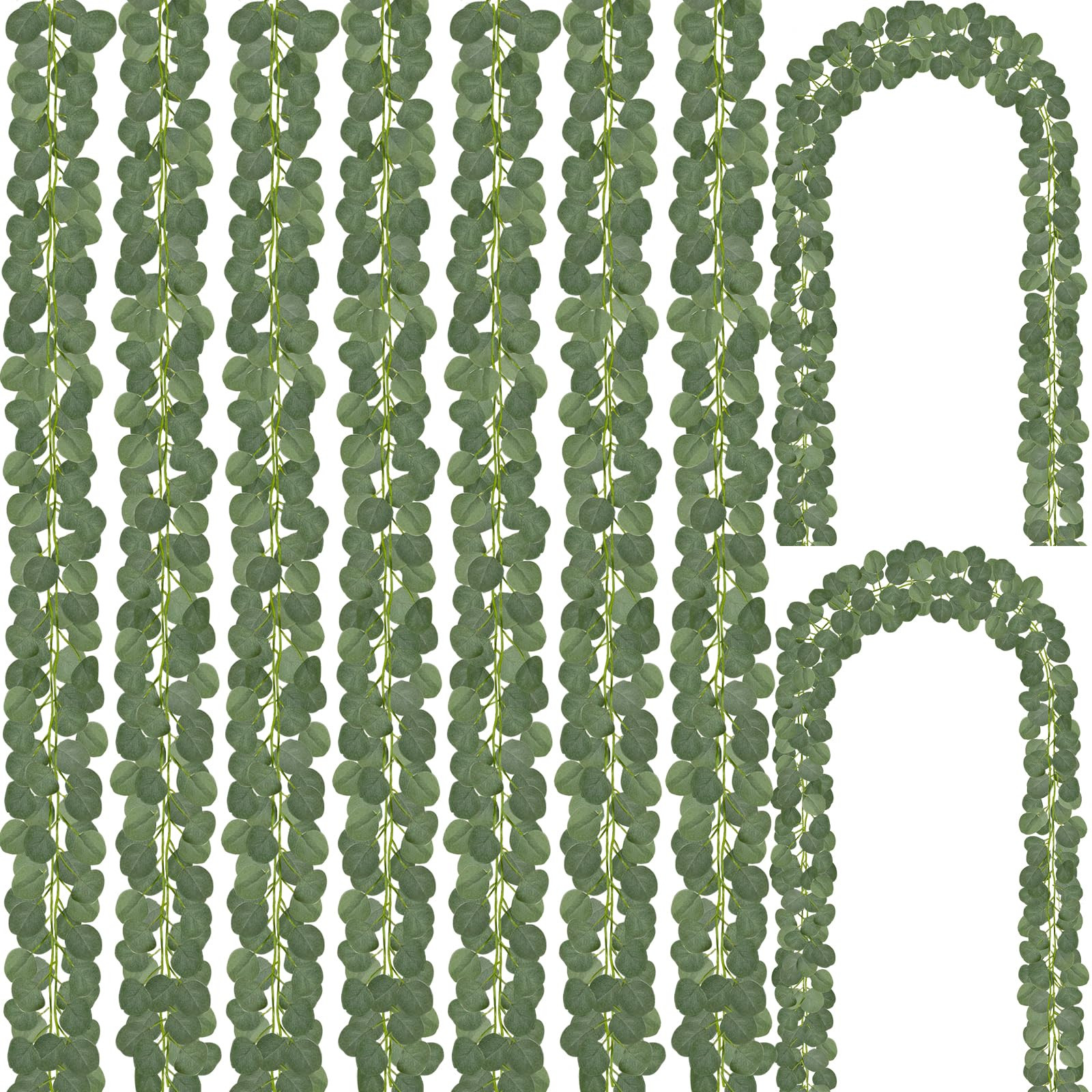 CQURE 24 Pack Eucalyptus Garland, Artificial Greenery Garland Faux Eucalyptus Leaves Table Vines ... | Amazon (US)