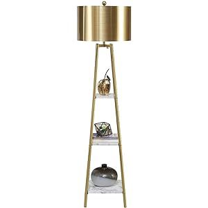 ROSEN GARDEN Floor Lamp, Standing Reading Light with Shelves and Gold Shade, Modern Tall Pole Lamp,  | Amazon (US)