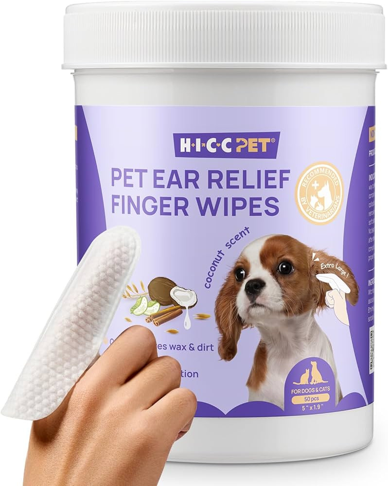HICC PET Ear Cleaner Finger Wipes for Dogs & Cats, Vet-Recommended Dog Ear Infection Treatment to... | Amazon (US)