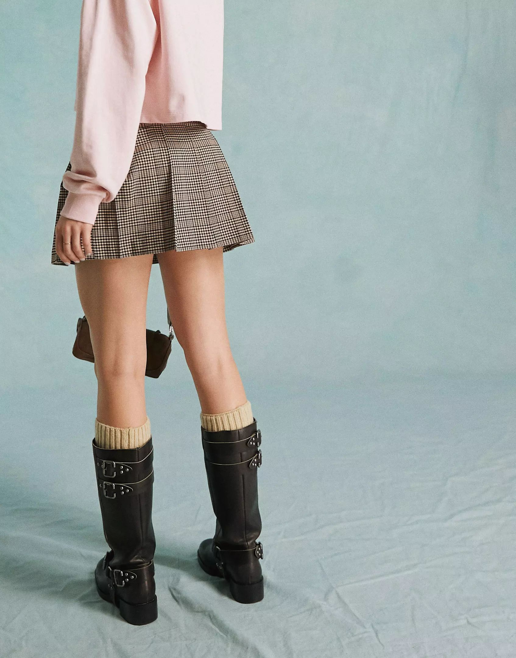 Miss Selfridge pleated mini kilt skirt in check | ASOS (Global)