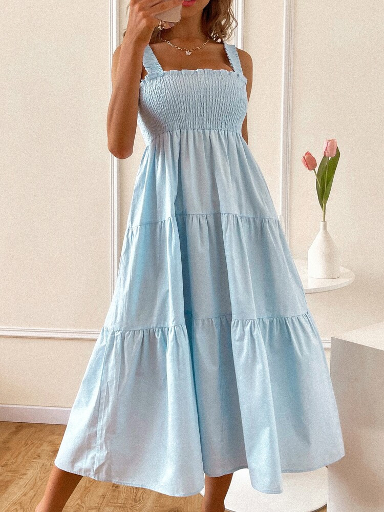 Solid Shirred Cami Dress | SHEIN