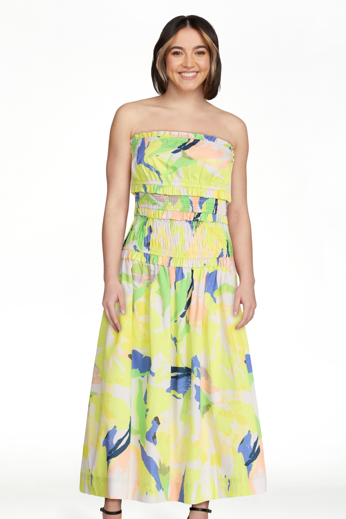 Free Assembly Women's and Women's Plus Strapless Cotton Poplin Tiered Midi Dress, Sizes XS-4X | Walmart (US)