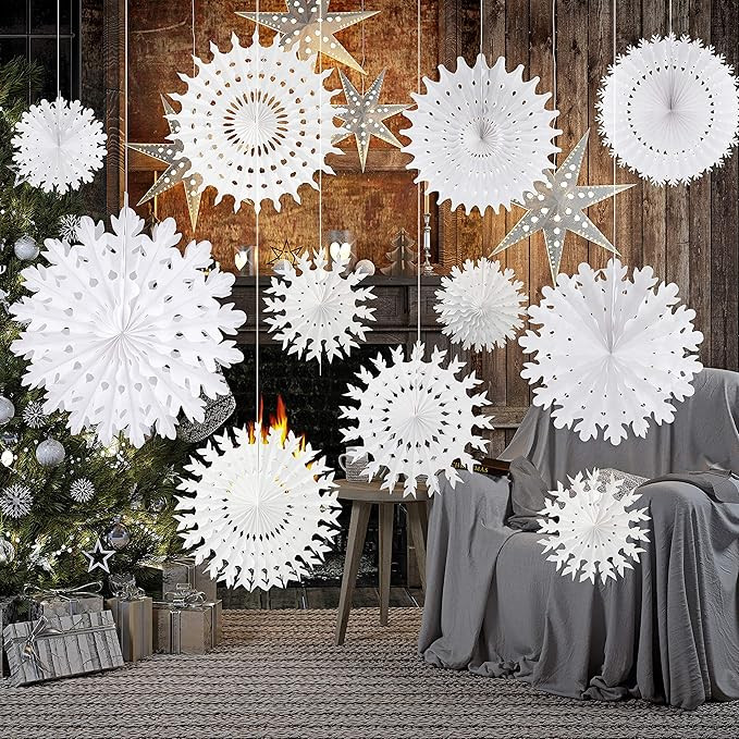 TUPARKA White Paper Snowflake Decorations Frozen Birthday Party Supplies Winter Wonderland Party ... | Amazon (US)