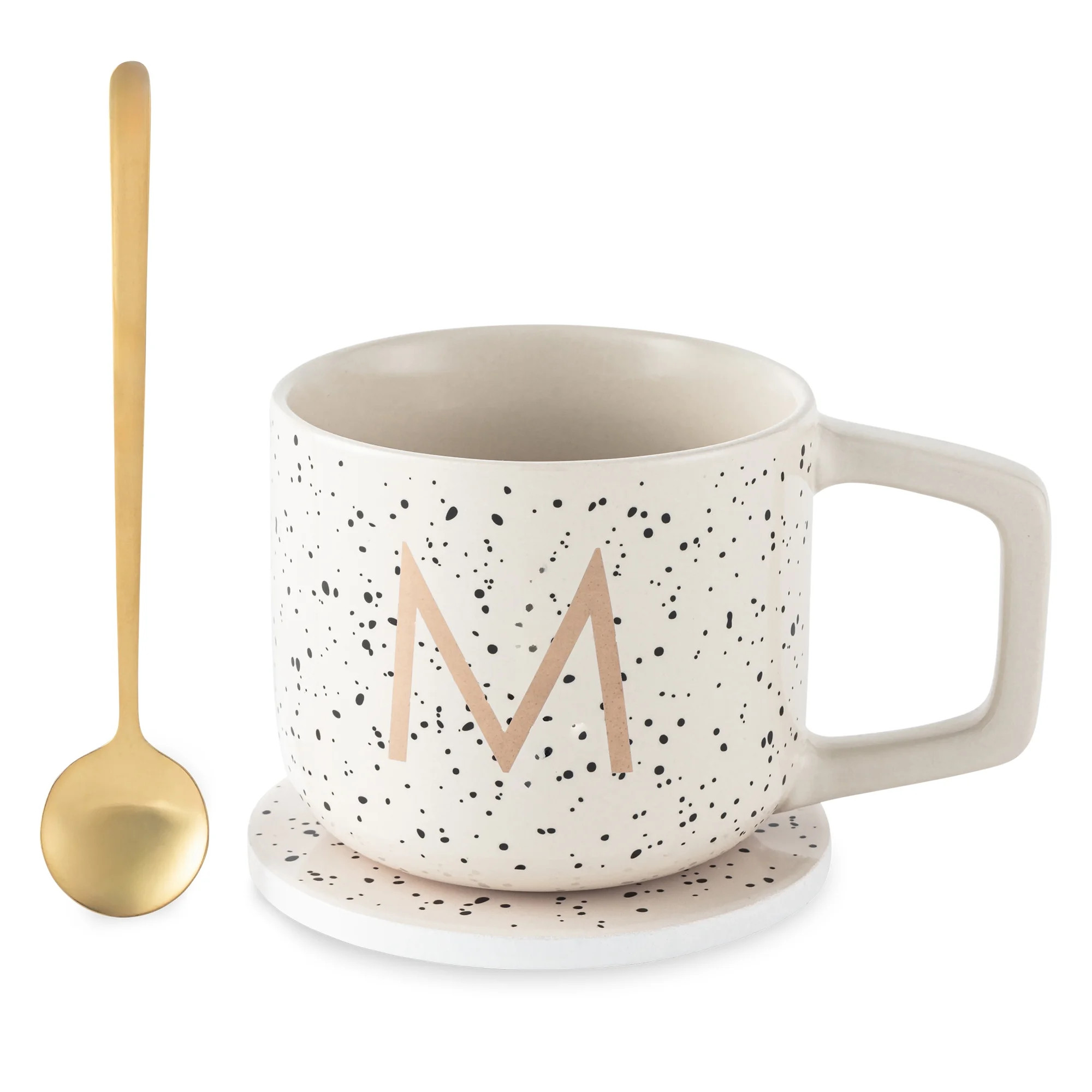 Thyme & Table 13.5 fl oz Monogram M Stoneware Mug, Coaster and Stir Set | Walmart (US)