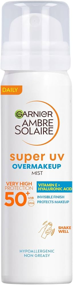 Garnier Ambre Solaire Sun Cream Spray, Over Makeup Super UV Protection Mist SPF50+, with Hyaluron... | Amazon (UK)