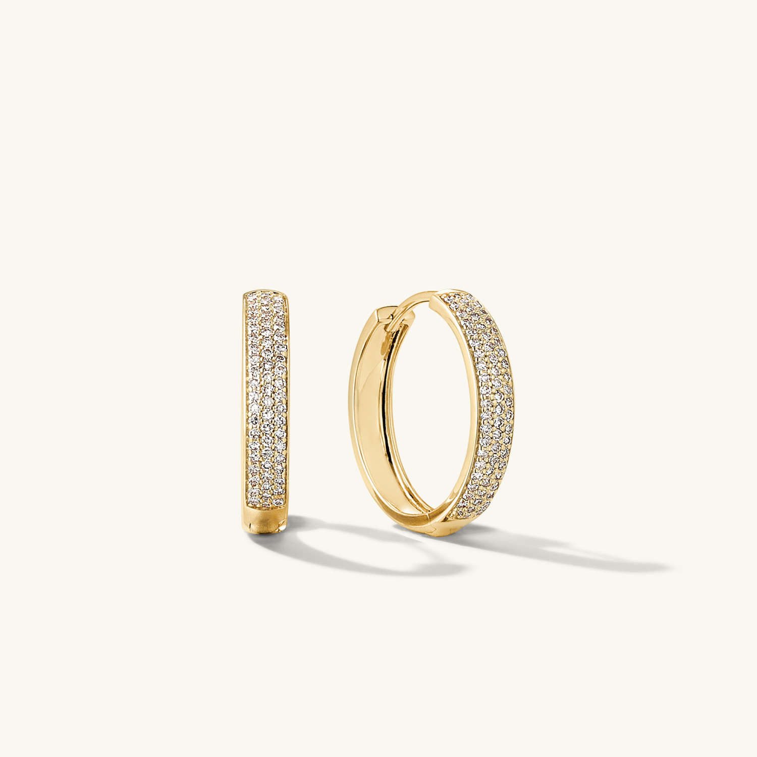 Bold Pavé Diamond Medium Hoops | Mejuri Fine Crew