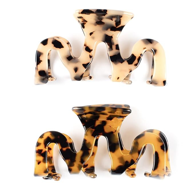 Large Hair Claw Clips Cutout Tortoise Shell Celluloid Hair Jaw Clips Hair Clamps for Women Ladies... | Amazon (US)