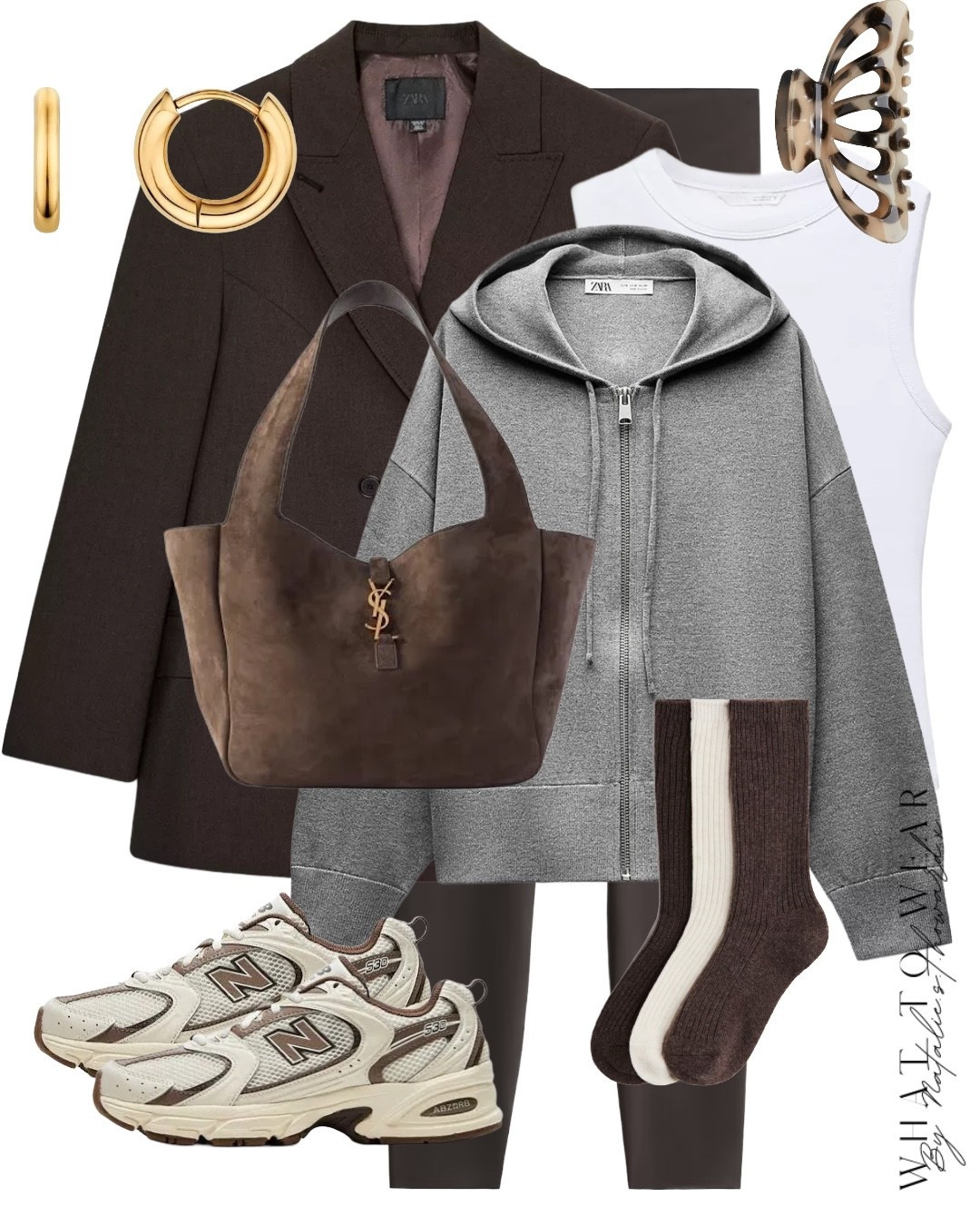 Grey and brown is such a gorgeous colour combo for autumn winter. A brown blazer is such a good way to elevate a leggings outfit. I have these new balance trainers and wear them so much. The grey knitted hoody is gorgeous and would look so nice with trousers and jeans too. The vest top is such a nice material I also have grey x

#LTKstyletip #LTKuk #LTKautumn