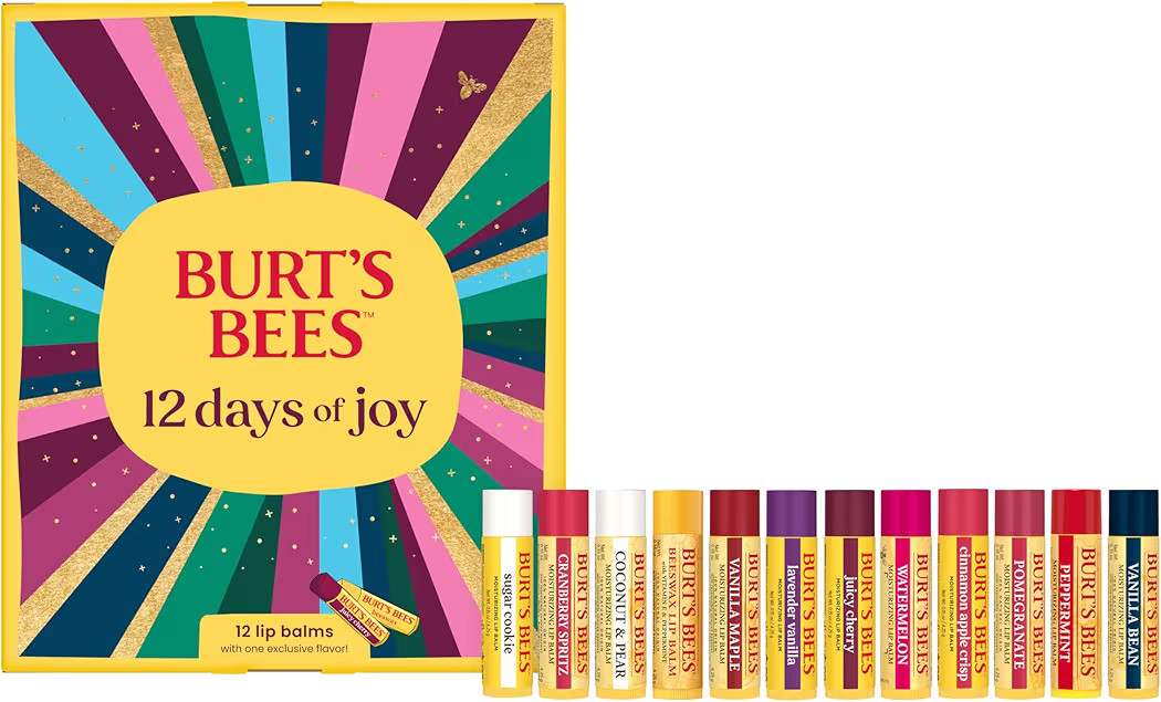 Burt's Bees 12 Days of Joy Lip Balm Advent Calendar Gift Set, Flavored Lip Balm Pack Great for Of... | Amazon (US)