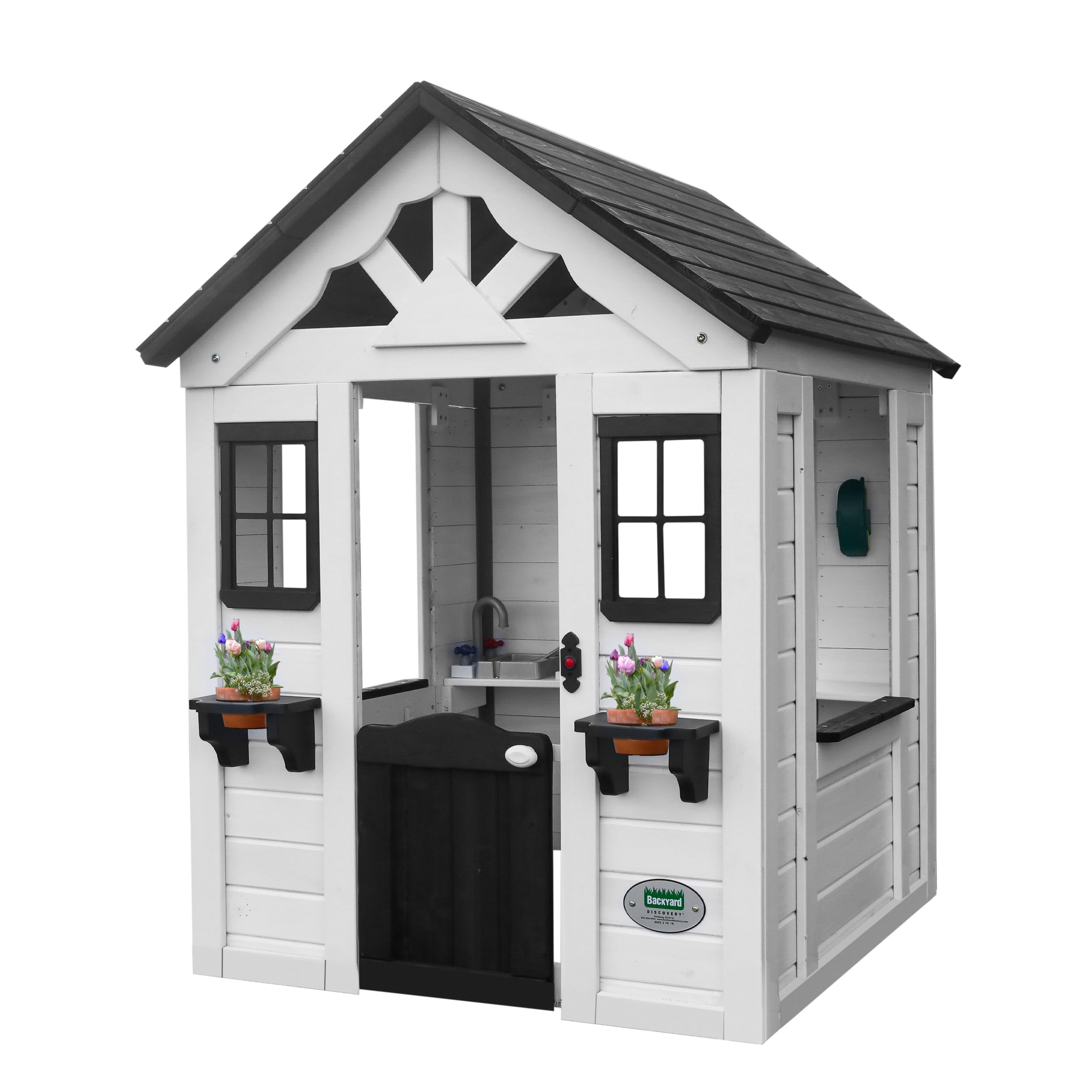 Backyard Discovery Sweetwater White Cedar Wooden Kids Playhouse Cottage with Play Kitchen, Snack ... | Amazon (US)