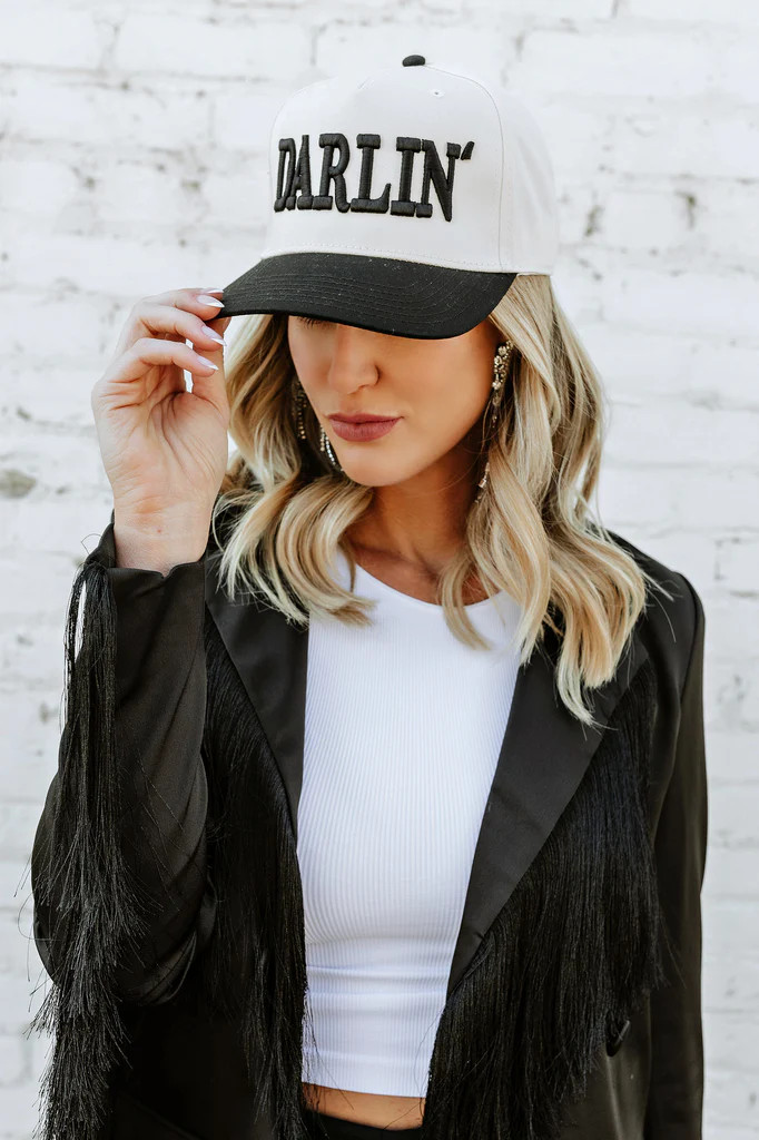 NEW!! DARLIN Trucker Hat in White/Black by DARLIN' Brand | Glitzy Bella