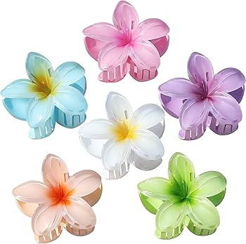 Sisiaipu Flower Hair Clips for Women 6 Pcs Hawaiian Large Claw Clips Plumeria Medium Hair Claw Cl... | Amazon (US)