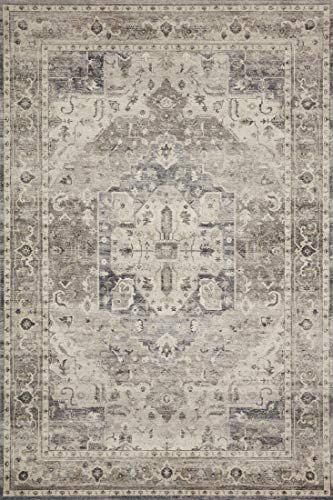 Loloi II Hathaway Collection HTH-05 Steel / Ivory 2'-6" x 7'-6", .25" Thick, Runner Rug, Soft, Du... | Amazon (US)