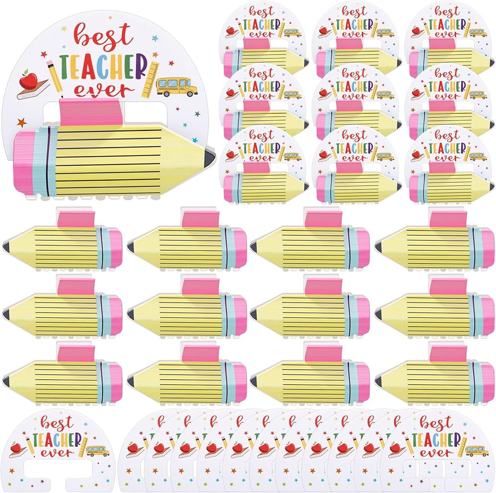 Suncalla 12 Sets Pencil Hair Claw Clips Teacher Appreciation Gifts with Greeting Cards Funny Cute... | Amazon (US)