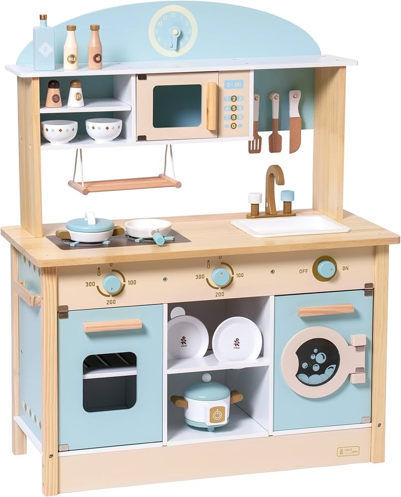 ROBUD Wooden Play Kitchen Set for Kids Toddlers, Toy Kitchen Gift for Boys Girls, Age 3+ | Amazon (US)
