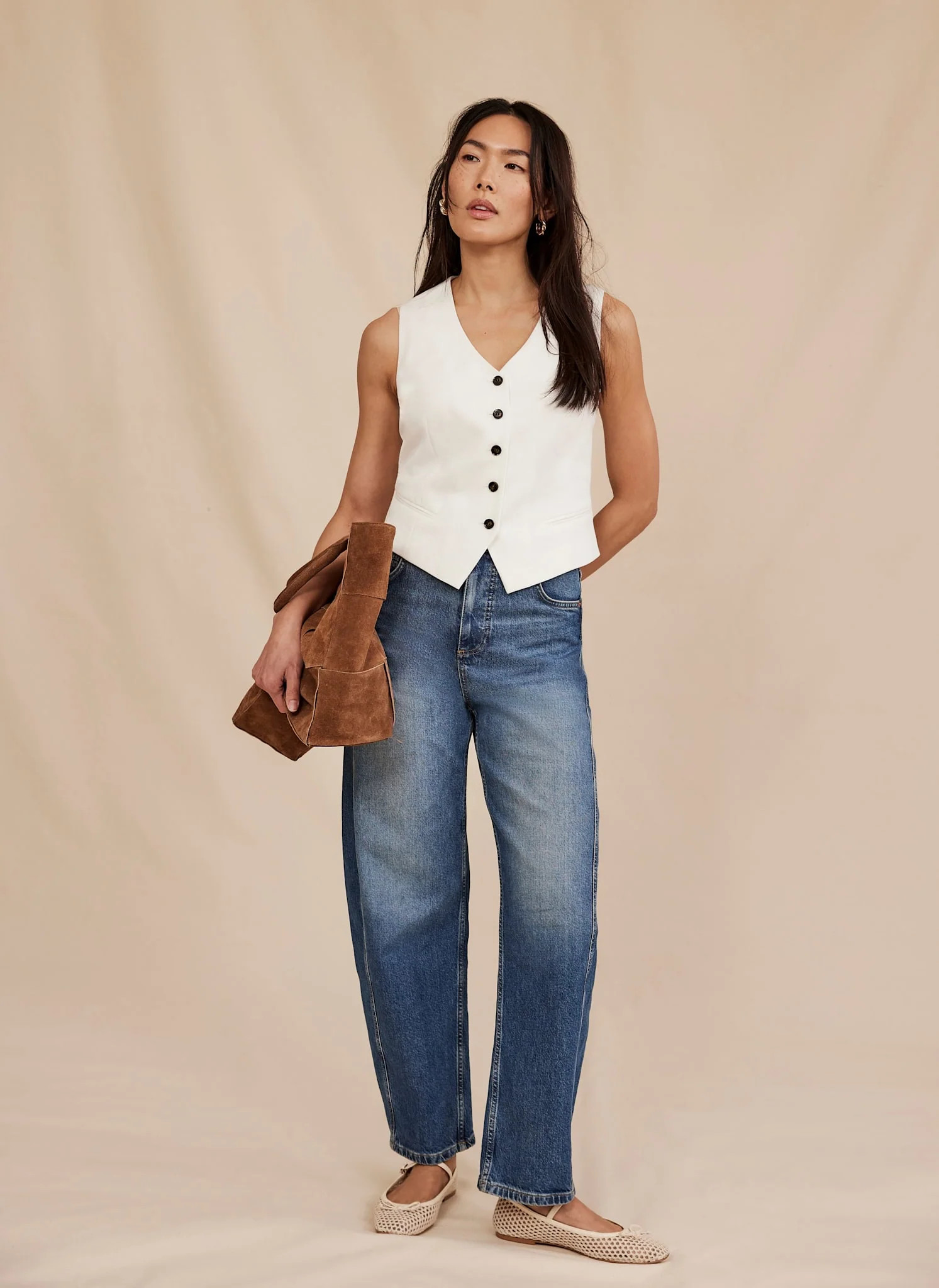 Mid Indigo Barrel Leg Jeans | Mint Velvet