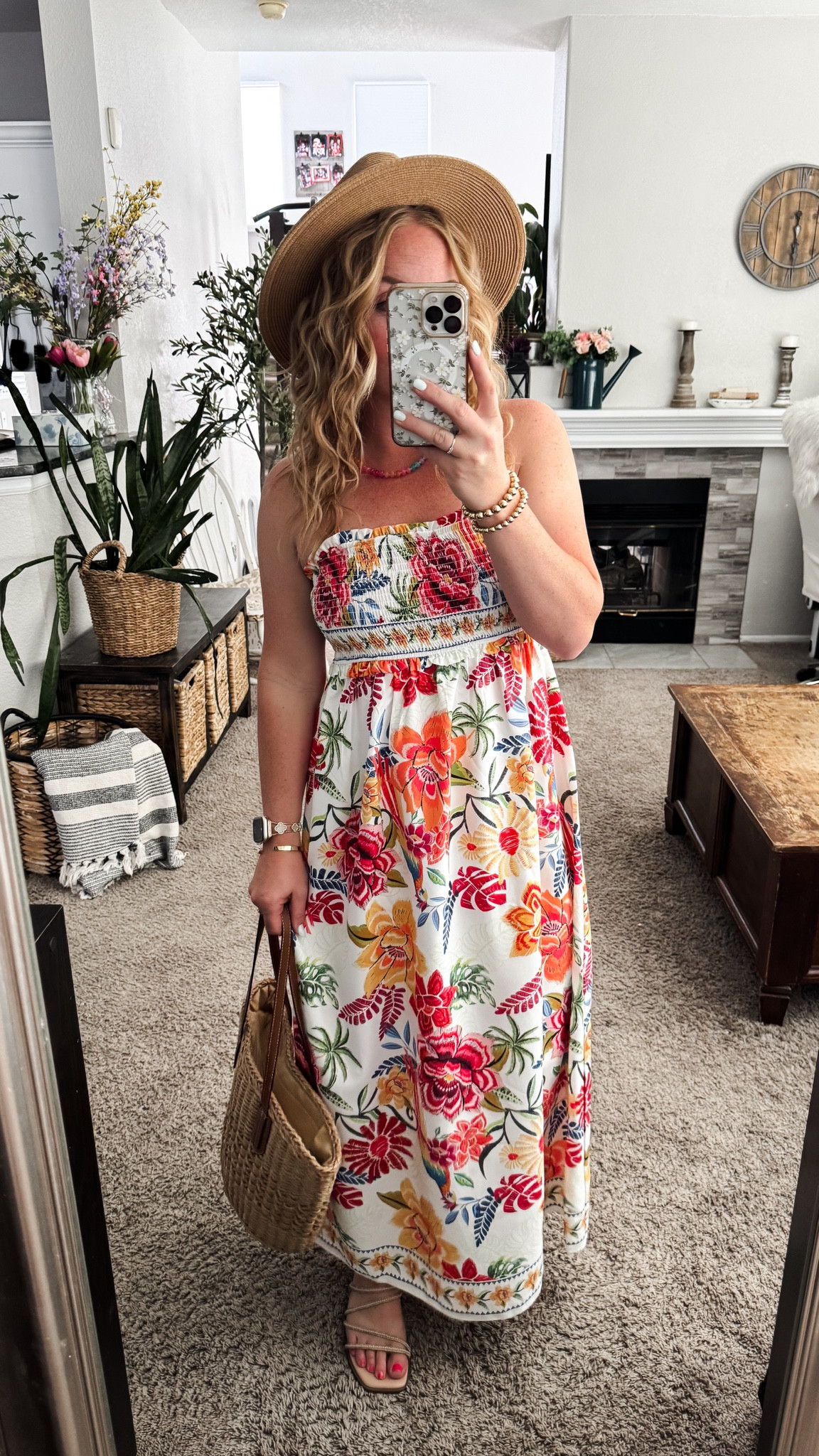 Tropical beach maxi dress with sun hat, straw handbag, and sandals.





vacation outfits, tropical outfits, beach outfits, beach clothes, resort wear 2026, summer outfits, beach vacation outfit, beach dresses, summer maxi dresses, summer dress, sun dress

#LTKootd #LTKTravel #LTKPetite