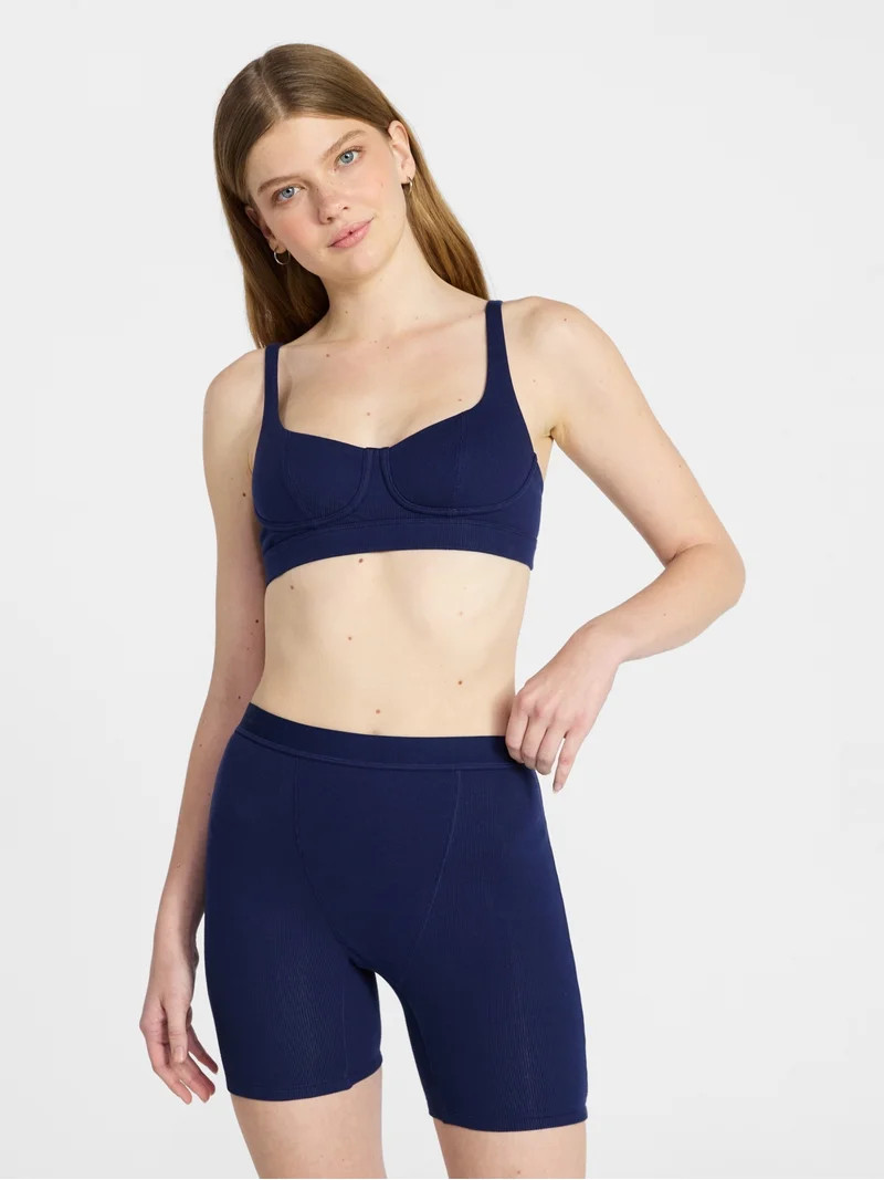 No Boundaries Women's Cotton Rib Wireless Bralette, Sizes XS-XXXL | Walmart (US)
