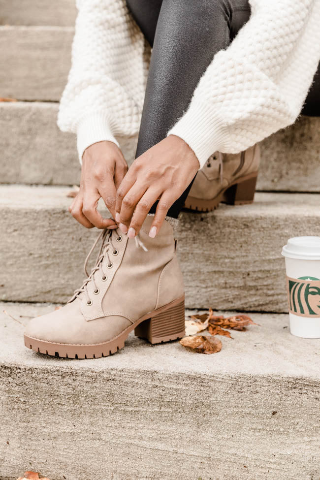 Ruth Taupe Booties | Pink Lily