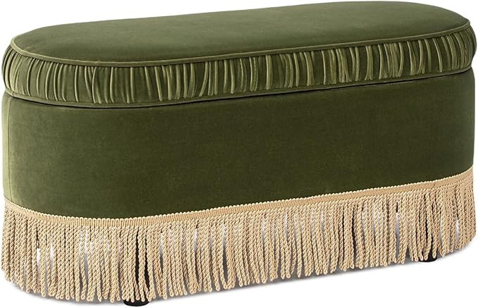 Jennifer Taylor Home Serena 38" Oval Storage Bench Ottoman, Olive Green | Amazon (US)