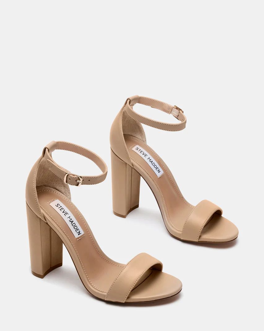 CARRSON Blush Leather Block Heels | Women's Leather Blush Block Heels | Steve Madden (US)