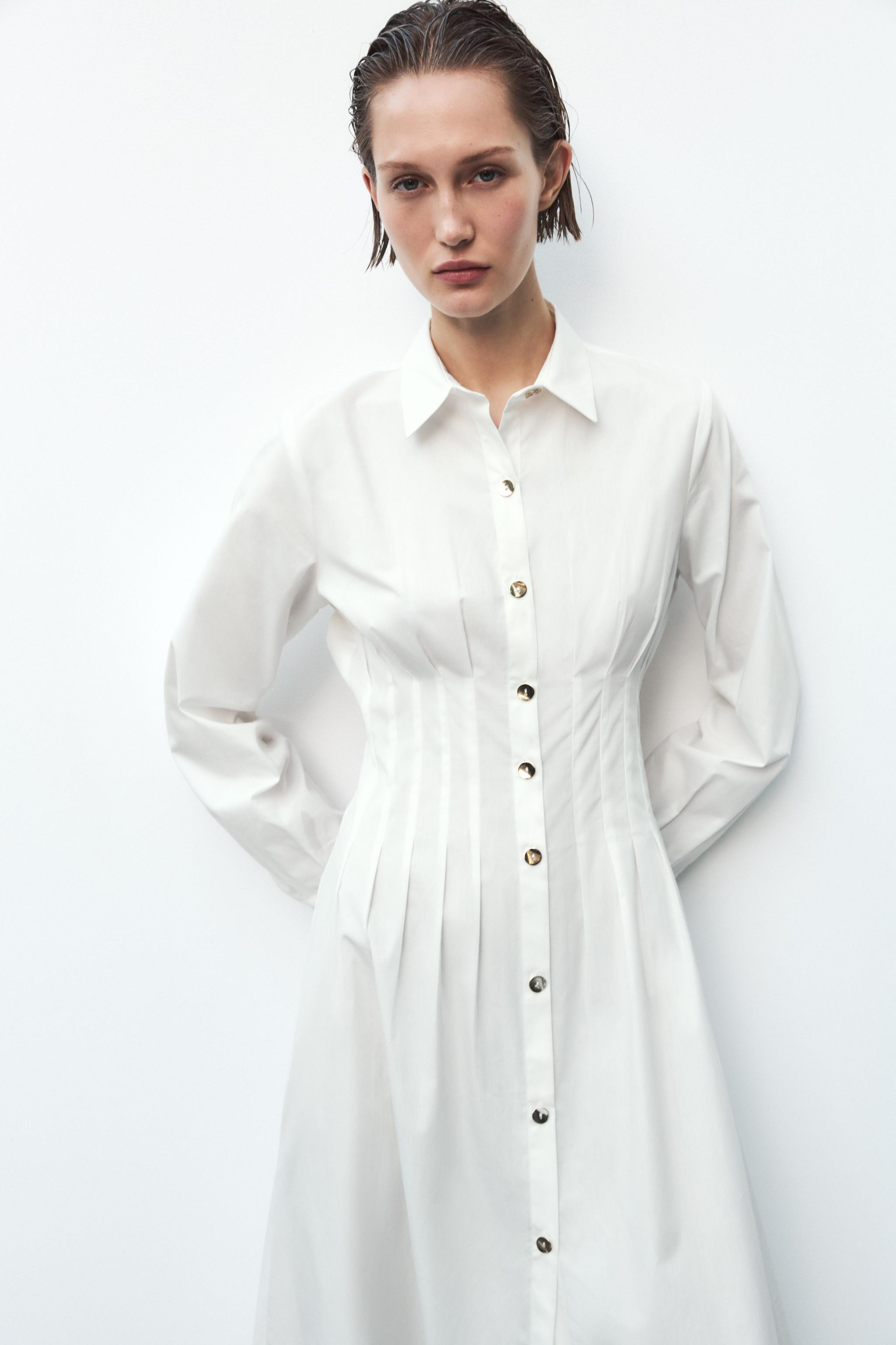 FITTED WAIST POPLIN DRESS | Zara US