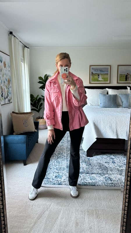 Casual outfit idea for an early spring, cool day

Pink utility jacket (similar linked), cropped white sweater and my favorite boot cut leggings

#LTKstyletip #LTKsalealert #LTKfindsunder50
