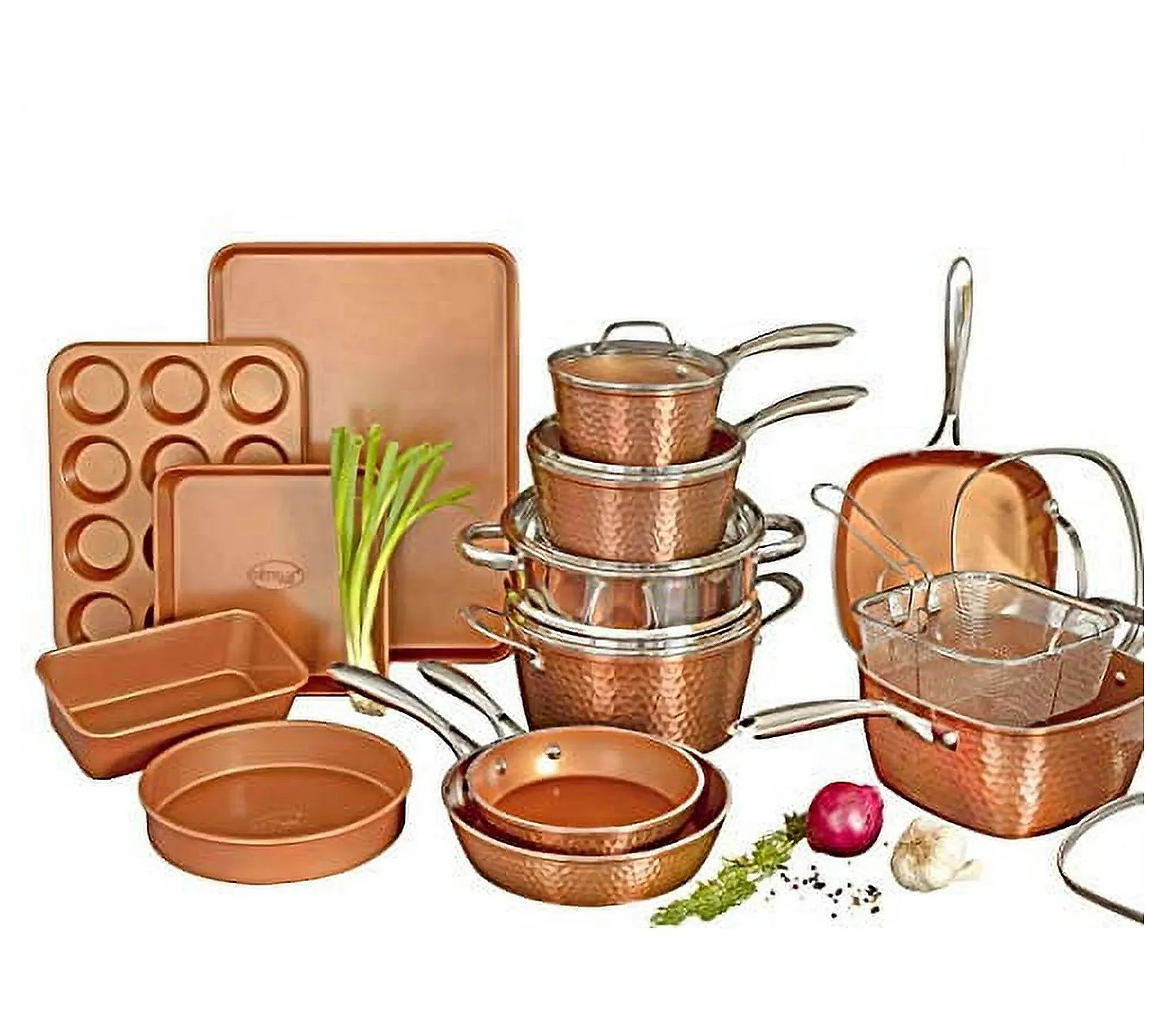 Gotham Steel Hammered 20 Piece Nonstick Cookwar e Bakeware Set | QVC