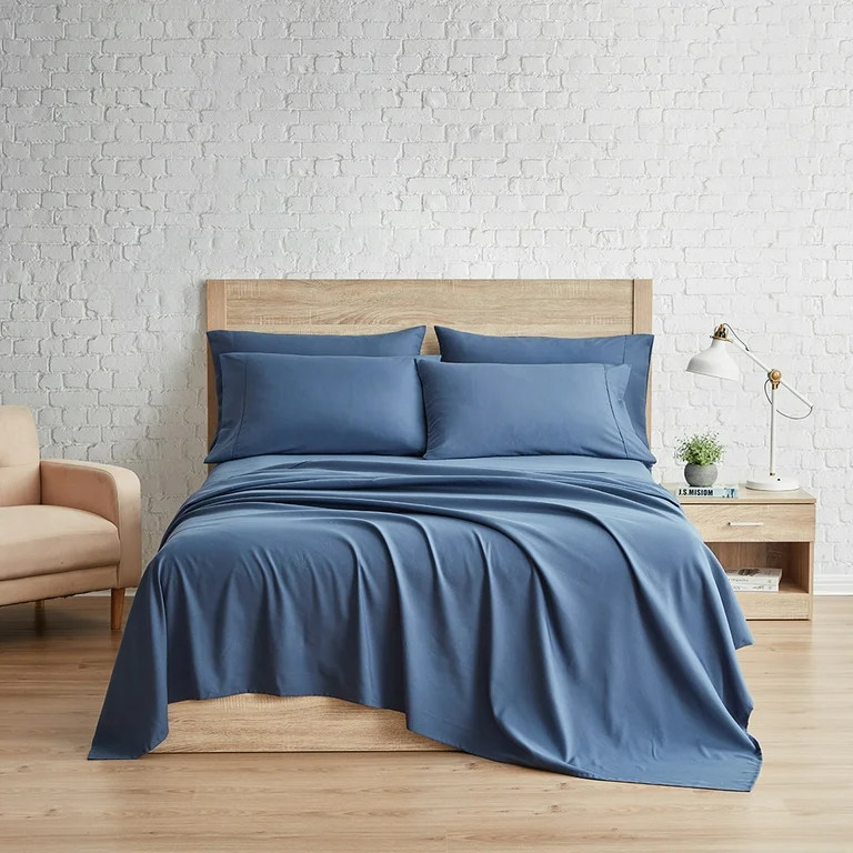 Serta So Soft Solid Sheet Set, Full, Navy, 6 Piece Set | Walmart (US)