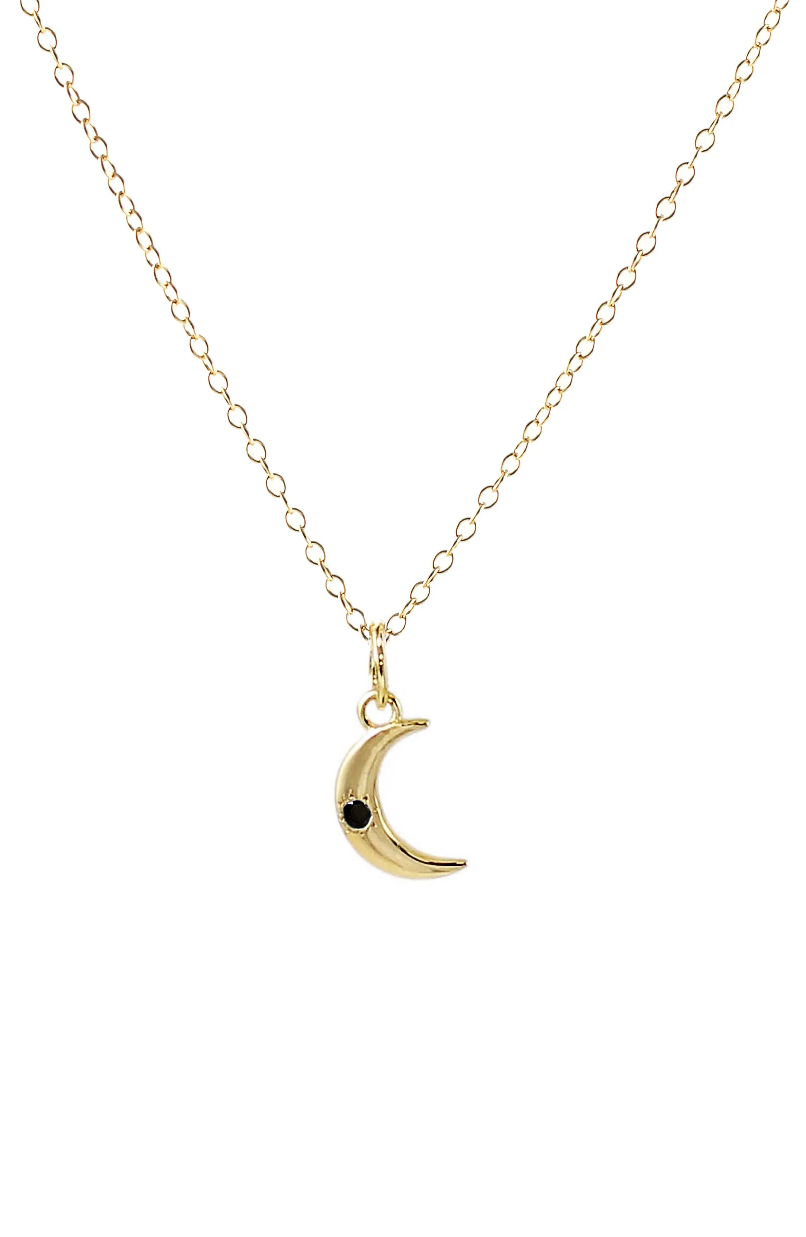 Stone Crescent Moon Charm Necklace | Nordstrom