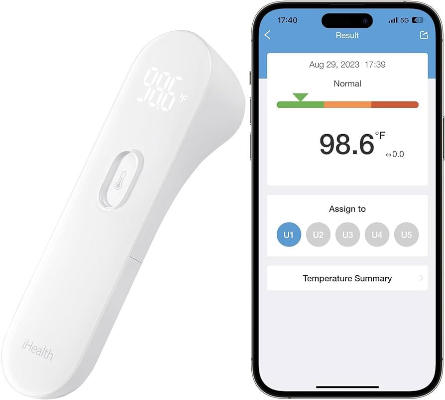 iHealth Smart Bluetooth Thermometer for Adults and Kids - Wireless No-Touch Digital Thermometer f... | Amazon (US)