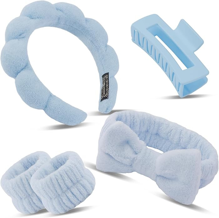 Canitor Spa Wrist Bands Set with Hair Clips & Skincare Headband
        Puffy Makeup, for Washing... | Amazon (US)